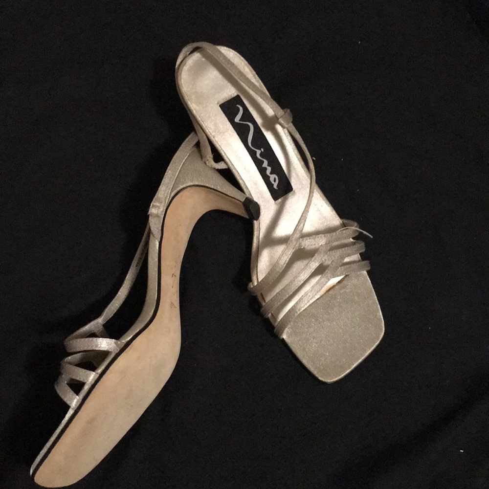 2 inch heel sandals silver